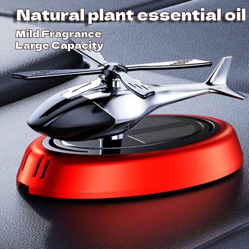 Solar Helicopter Car Air Freshener with Rotating Decor Car Fragrance Mute,Auto Aroma Diffuser for Interior/Office Gift Alloy+ABS