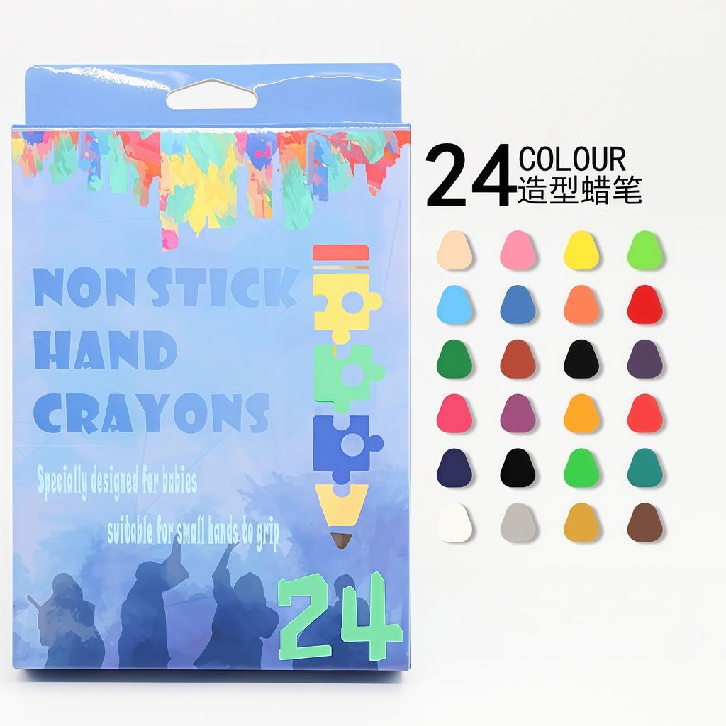 24-Color 3D Stereo Painted Water Drop Crayons – Mess-Free, Washable Plastic Crayons for Toddlers & Kindergarten Art
