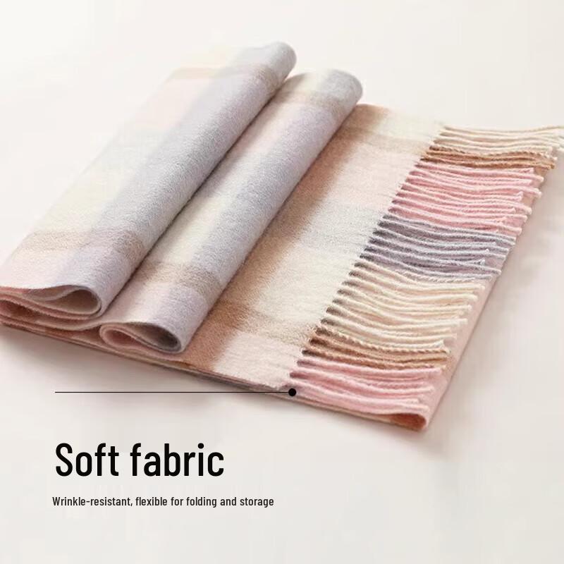 Hengyuanxiang Women's 100% Wool Plaid Scarf