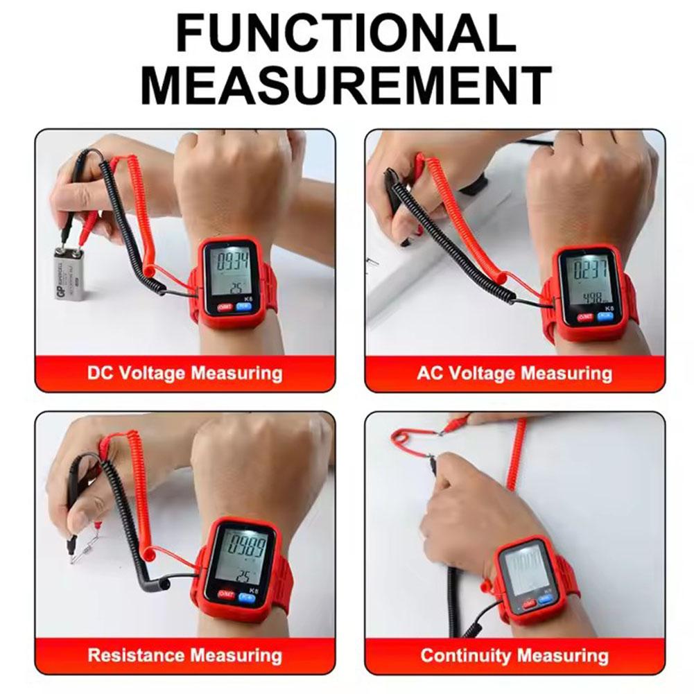 Portable Digital Wristband Multimeter High Precision Tester For High-altitude Work Rechargeable Resistance & Continuity Testing