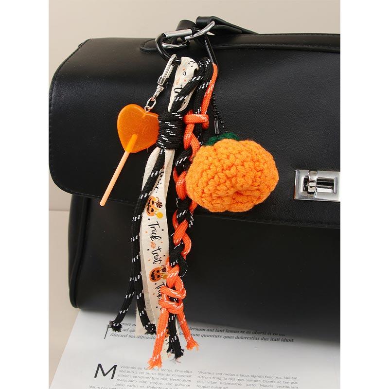Kreativer Halloween-Kürbis-Anhänger Modischer Leder-Kürbis-Taschen-Anhänger Hochwertiger Gestrickter Schlüsselanhänger-Anhänger Neue Vielseitige Geschenke