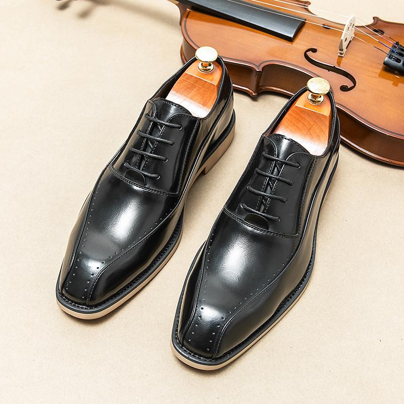 Fashion Formal Business Leather Flats Elegantes Mens Oxford Shoes Wedding Party Dress Shoes New Fashion Pointed Office Male Brogue Shoes