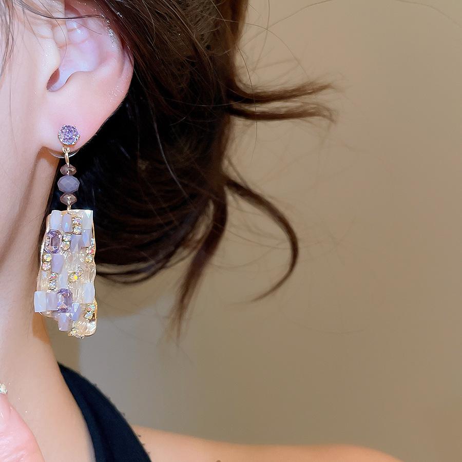 Srebrne Kolczyki Geometryczne z Cyrkoniami: Luksusowa, wysokiej klasy biżuteria w europejskim stylu dworskim dla kobiet