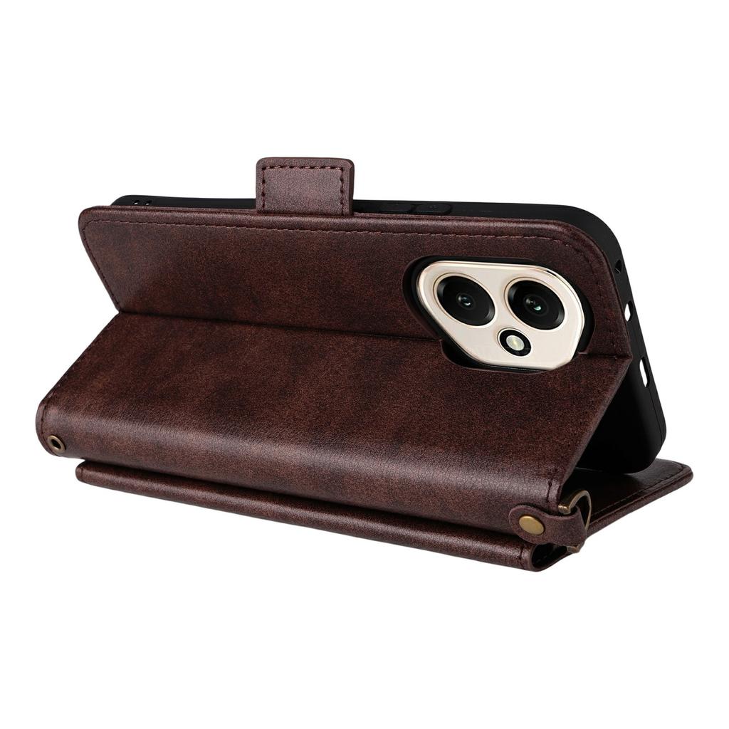 Dla Honor 400 5G (Światowy) Skórzane etui z magnetycznym zamknięciem, portfel, podstawka, pokrowiec na telefon ze smyczą crossbody