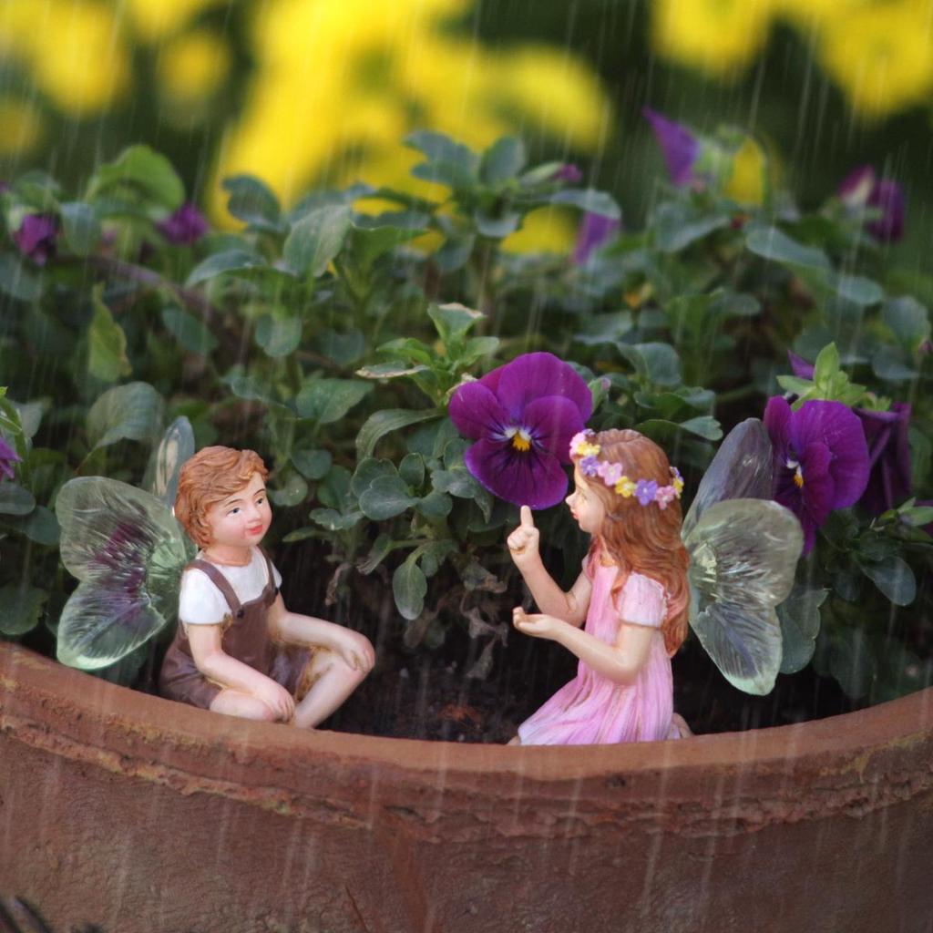 Resin Flower Fairy Boy & Girl Ornament - Creative Home & Garden Décor Gift