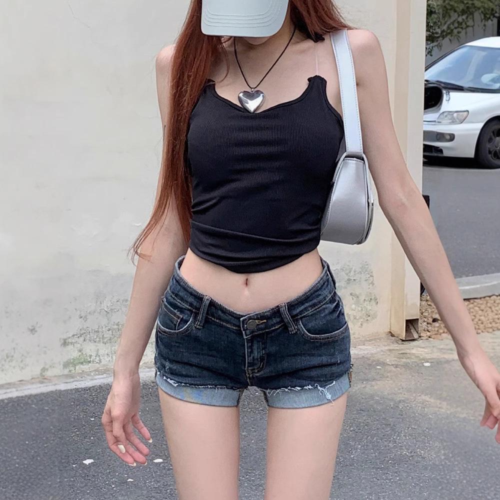 

Women s Low-Waist Denim Super Shorts: 2025 Summer, Comfortable, Tight-Fitting, Versatile, Elastic-Cuffed, Slimming, Hip-Hugging Shorts. Small