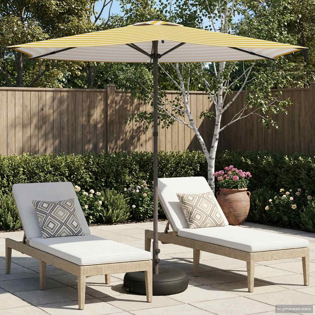 Garden Umbrella with Base 270 X 270 Cm Polyester Rectangular