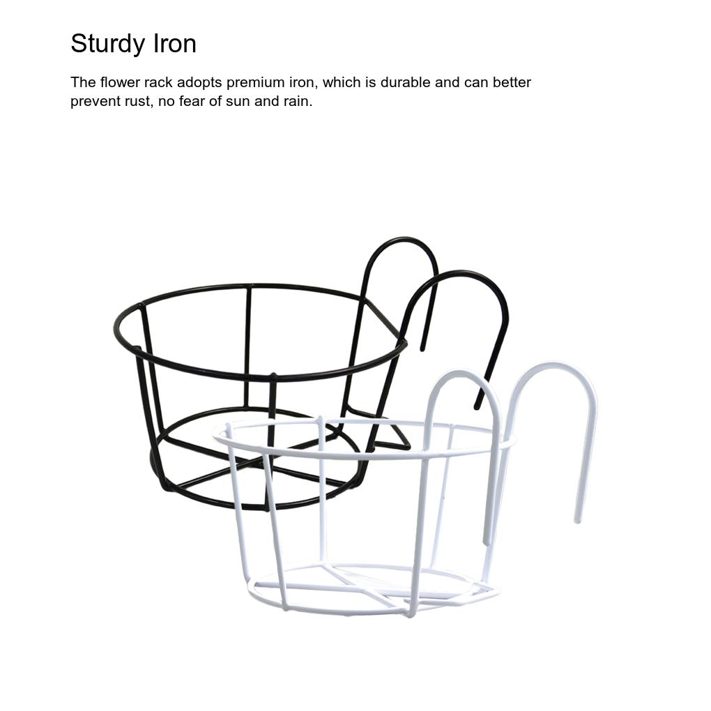 5 Parça Demir Korkuluk Çiçek Rafı Saksı Bitkileri Askılı Sepet Yuvarlak Raf Tutucu Balkon Çit İç Mekan Dış Mekan