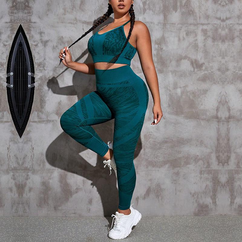 Sports Shock-Absorbing Set For Women, Two Piece Seamless Hip Lifting Yoga Running Fitness Set For Women