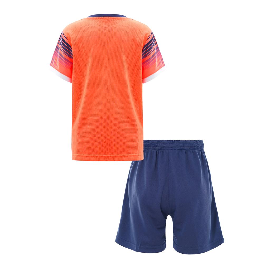 Ensemble d'entraînement de football pour garçons Survêtement T-shirt stylé à imprimé col en V manches courtes Short à cordon de serrage