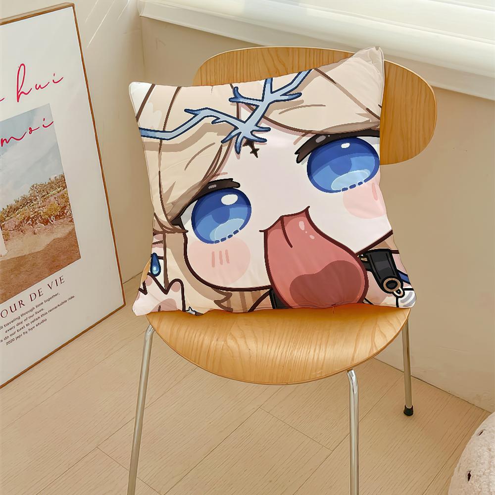 Game Wuthering Waves face Q-version cushion cover Pillow Cover Decoration Room Home Sofa living Office Car Nordic Simplicity