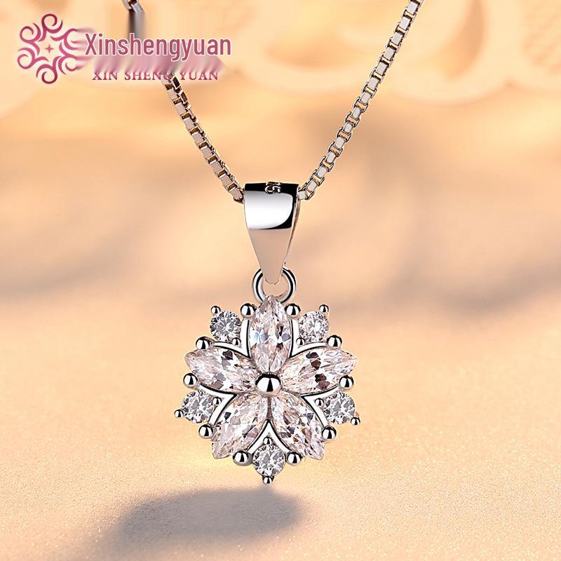 925 Silver Cherry Blossom Pendant Necklace - Simple, Versatile Clavicle Chain for Women, Ideal Birthday Gift