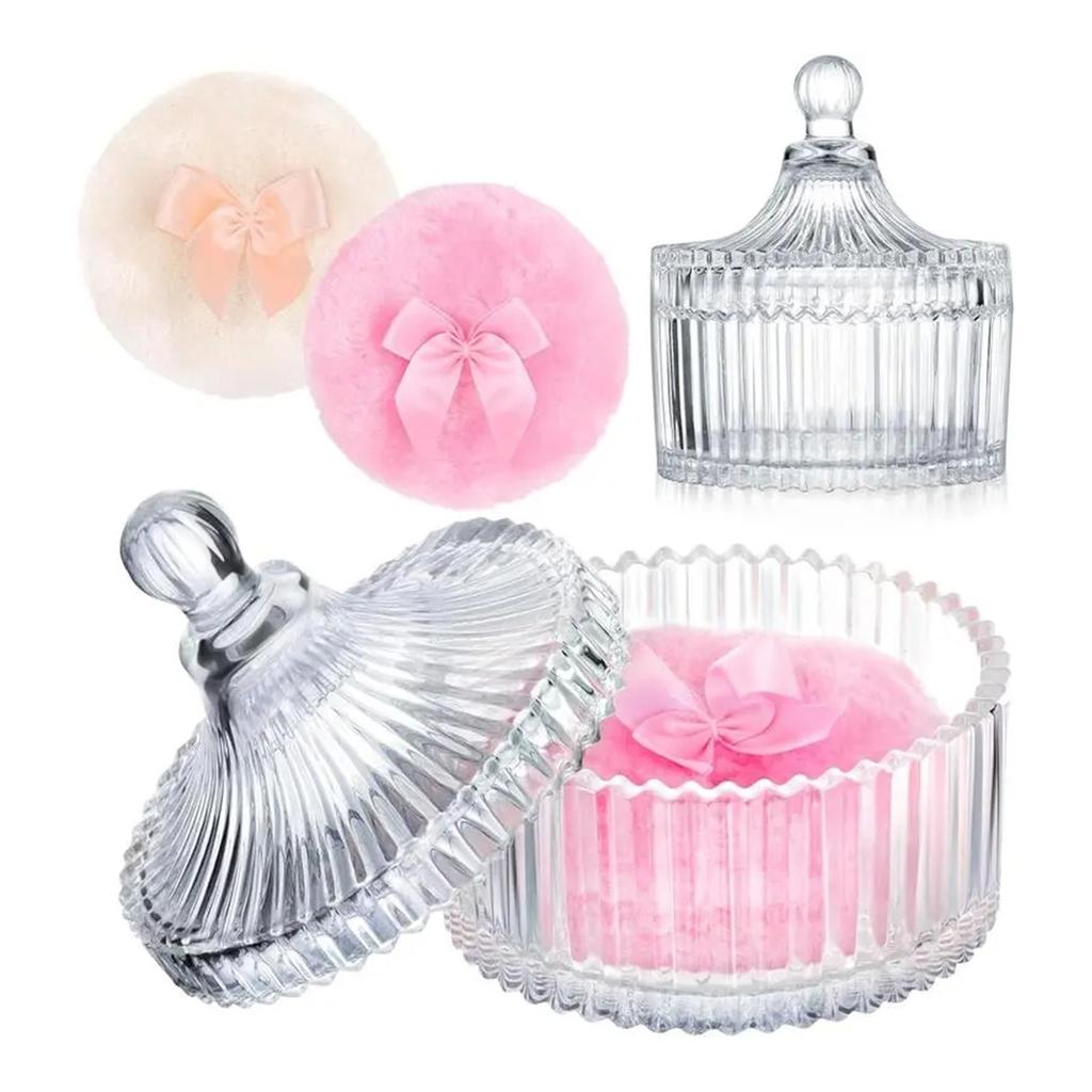 Body Powder Puff And Container,Dusting Powder Jar With Makeup Puff,Large Dusting Powder For Women Body Puff