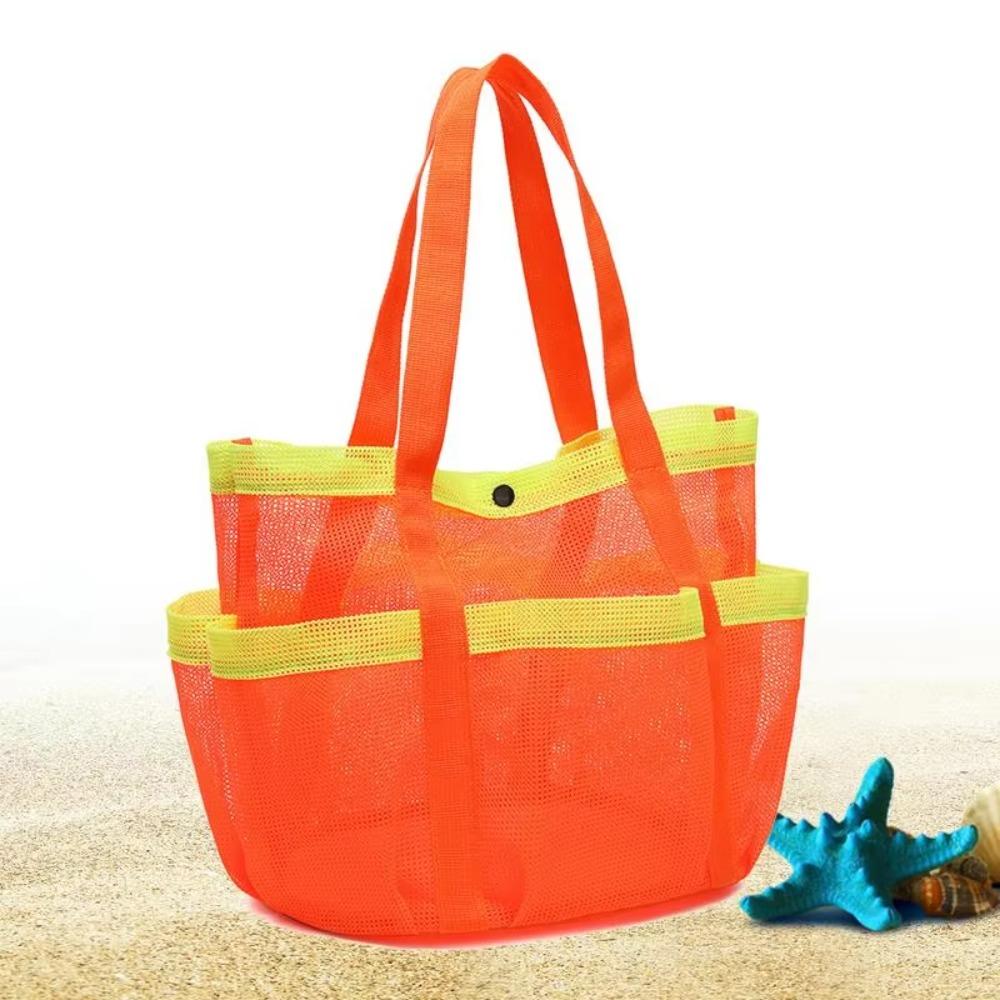 

Foldable Sand Toys Collector Large Capacity Wash Storage Bag Mesh Beach Storage Bag Children червоний