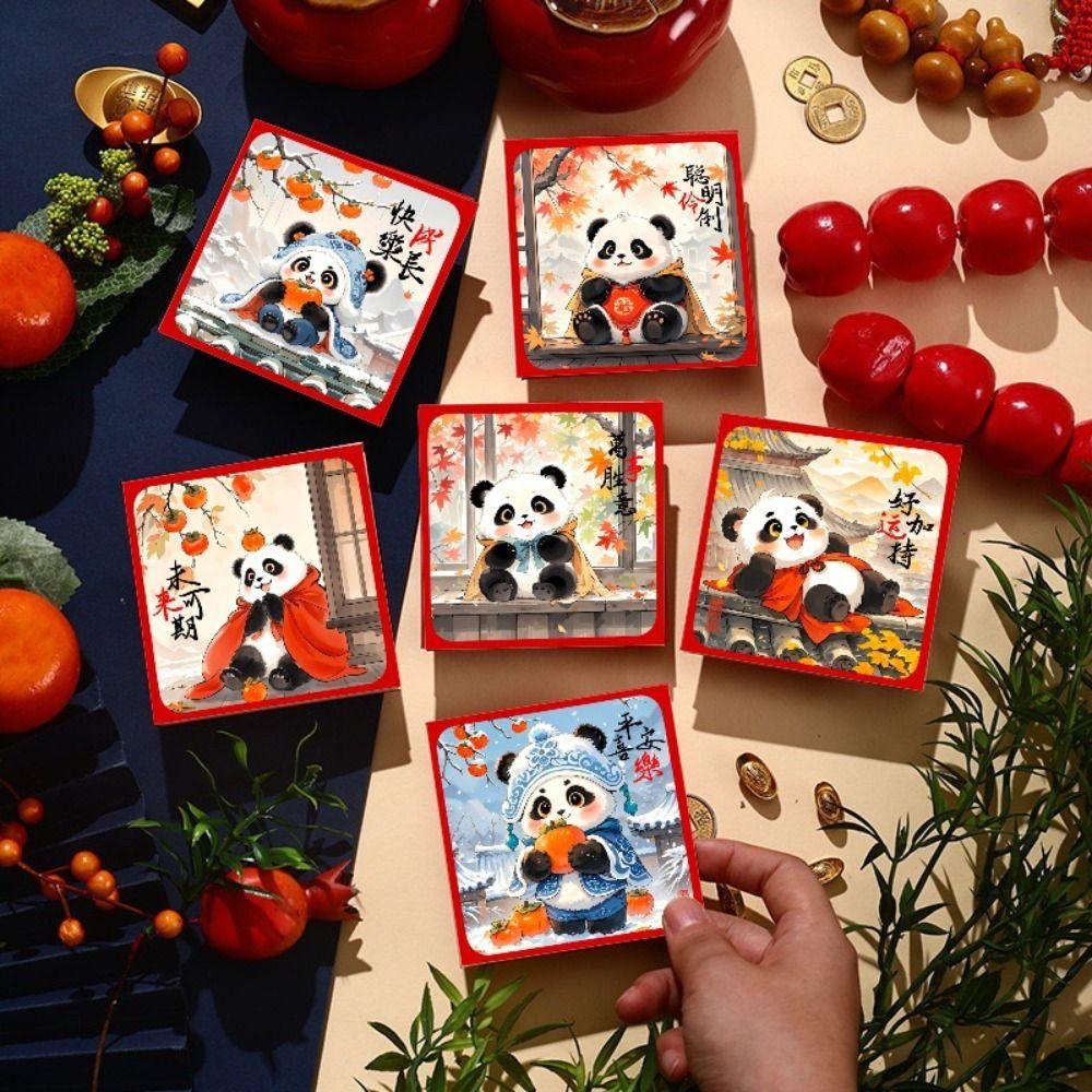 6pcs Cute New Year Panda Red Envelopes Traditional Gifts Packing Bags  Kids Gifts