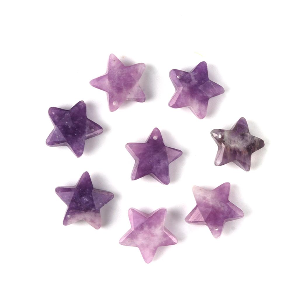 8Pcs/Pack Faceted Natural Stone Beads with Holes Handmade Star Shape Loose Beads for Jewellery Making DIY Necklace Bracelet Accessories Gifts 14x14mm