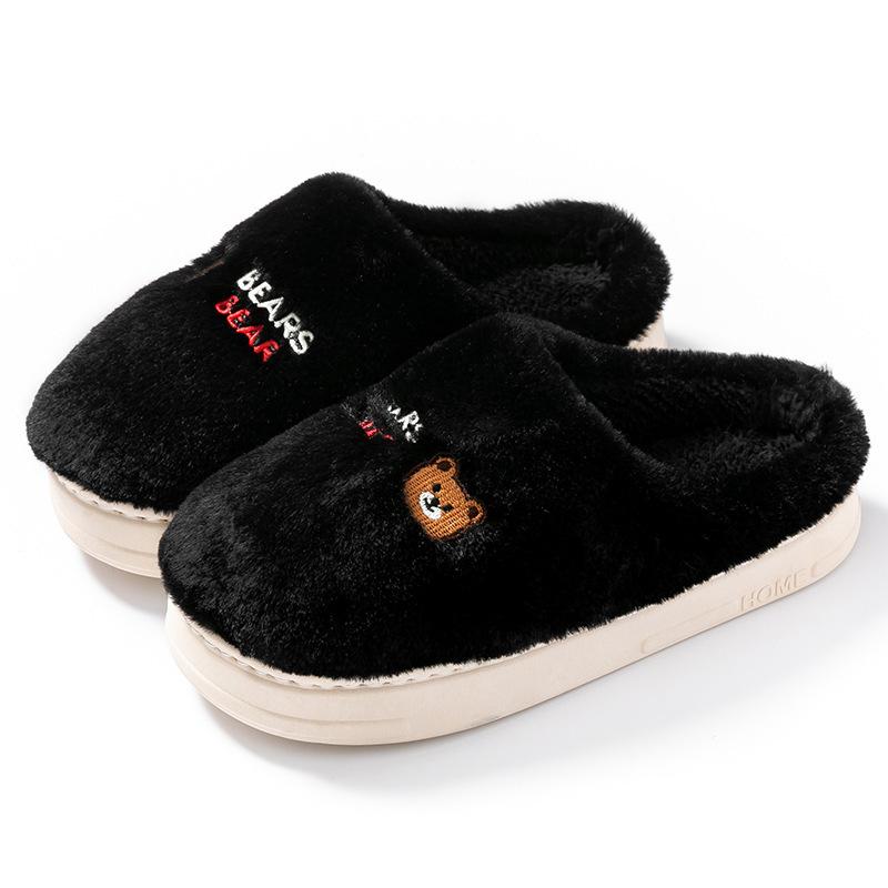 Autumn and winter cotton slippers plush simple couple home indoor plush warm wear-resistant shoes