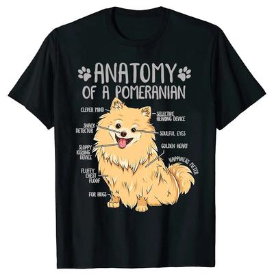 Pies Pomerański Pom Anatomia Koszulki Styl Letni Graficzna Bawełna Streetwear Krótki Rękaw Miłośnicy Psów Prezenty Koszulka Męska