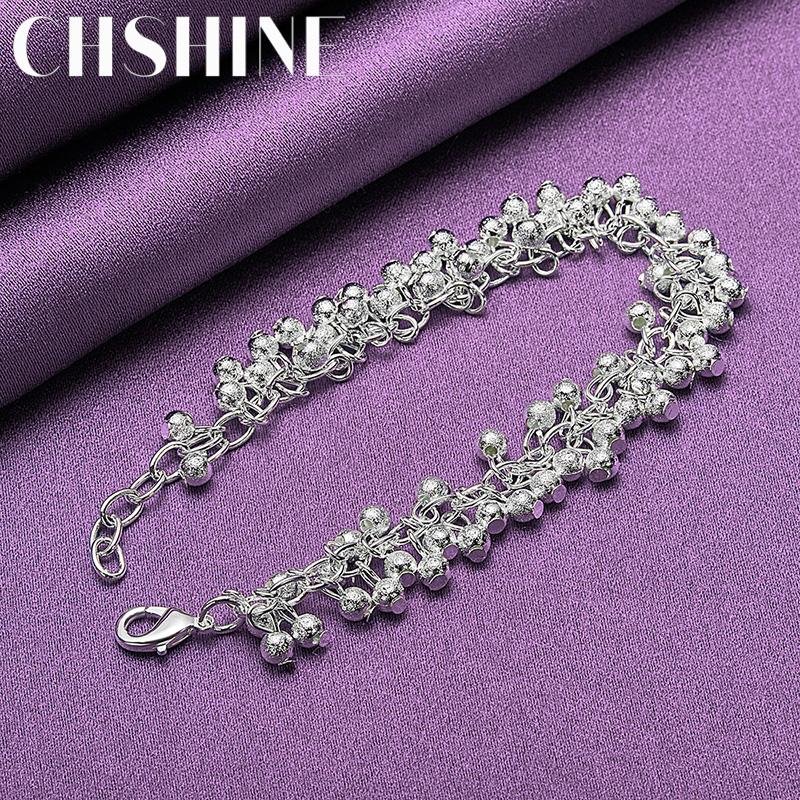 CHSHINE 925 Sterling Silver Matte Grape Bead Bracelet For Women Fashion Charm Jewelry