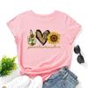 Cotton T-Shirt Short Sleeve Round Neck Women 2d Print Tops