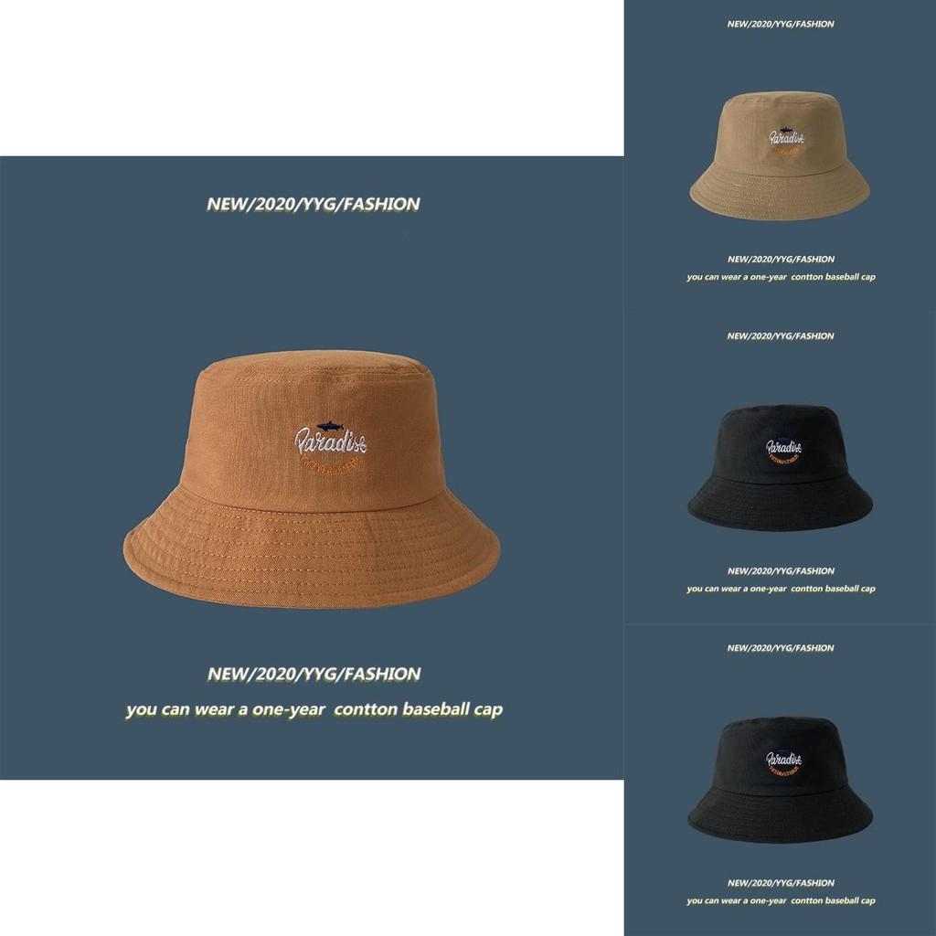 Trendiger Baumwoll-Bucket-Hat mit Hai-Stickerei für Männer und Frauen Sonnenschutz