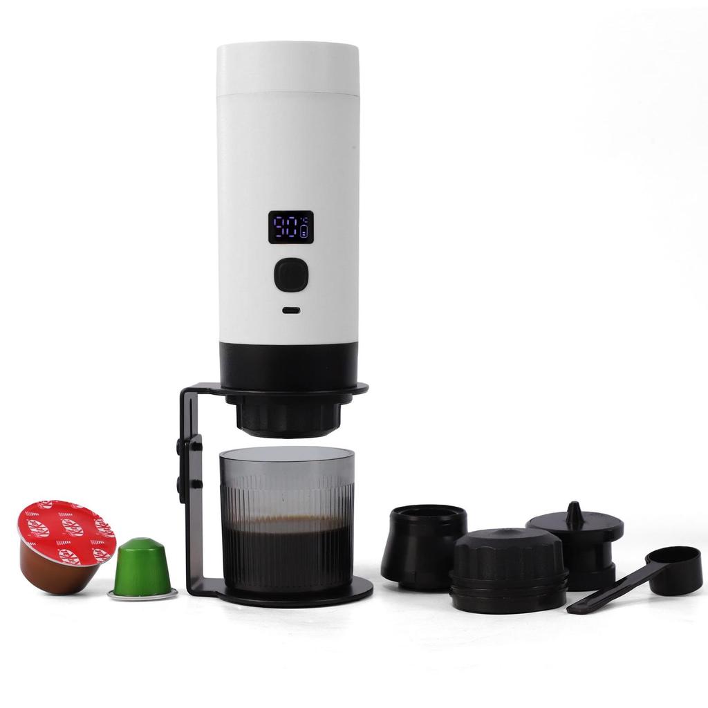 Rechargeable Portable Electric Coffee Maker - Automatic Pump & Heating for Outdoor Use with Capsules