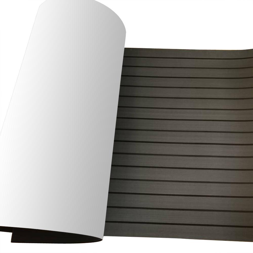 35.4"X94.5" Dark Gray With Black Stripes EVA Foam Teak Sheet Marine Flooring Yacht Synthetic Boat Decking Self-Adhesive Pad