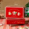 Rectangle Christmas Tinplate Candy Box Metal Empty Cookie Tin Box Red Green Santa Claus Biscuit Packaging Iron Can Sugar Packing