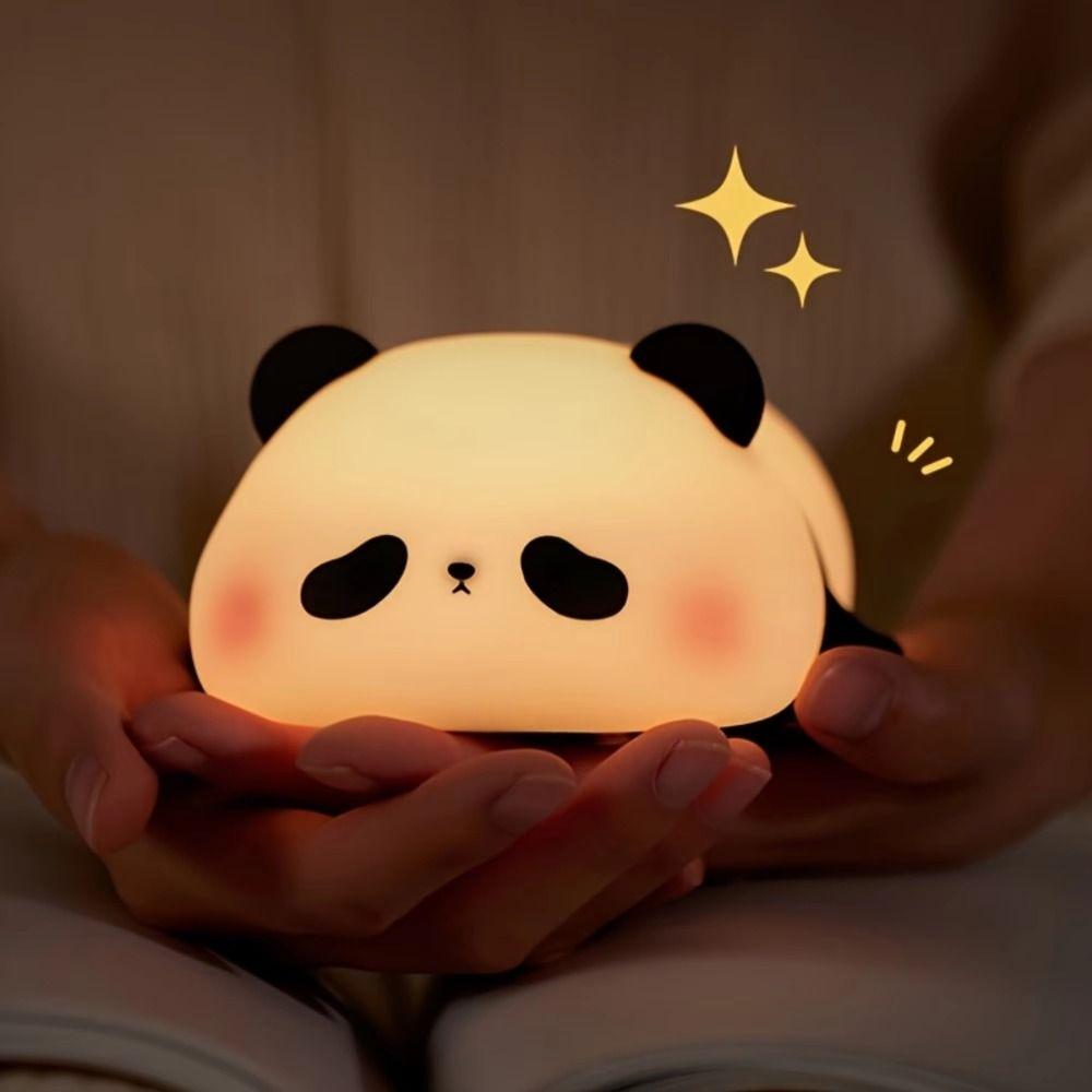 Touch Sensor Panda Pat Night Light Soft Ambient Lighting LED Panda Lamp USB Charging Dimmable Indoor Sensor Lamp Children Room