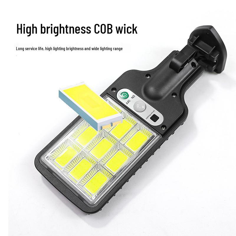 Solar LED Wall Light with Remote, COB Sensors, Waterproof for Outdoor Use