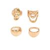 Vintage Geometric Zinc Alloy Ring Set With Fluid Lava Lines For Women Autumn