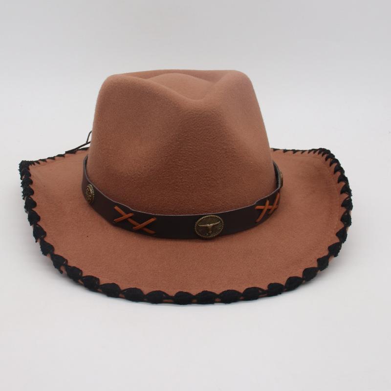 Tibetan Vacation Hemming Top Hat Men'S And Women'S Hat Cowboy Hat Simple Ethnic Style Jazz Hat