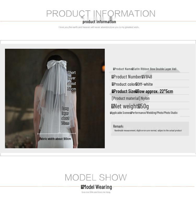 Vintage Fairy Bow Bridal Veil - Mori Style White Double Layer Wedding Accessory