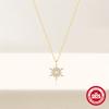 S925 Sterling Silver Personalized Fashion Simple Inlaid Opal Sunflower Star Collarbone Chain Necklace