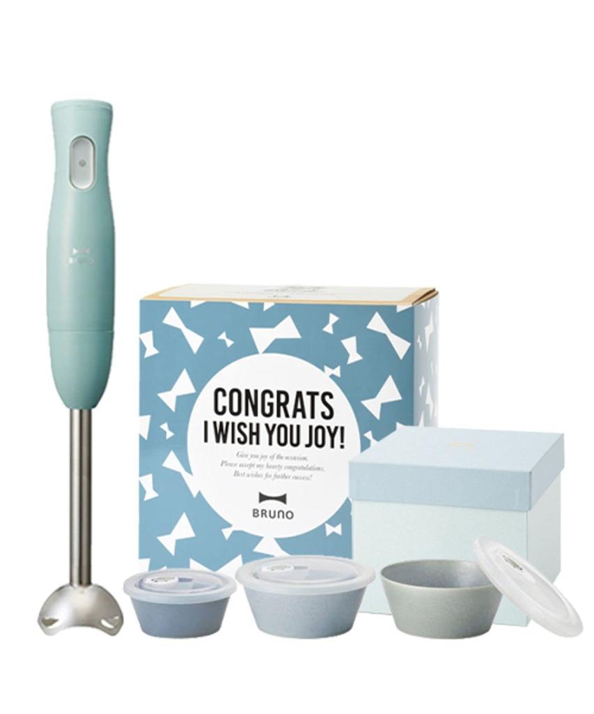 BRUNO Multi-Stick Blender with 3 Attachments (Blender, Whipper, Chopper), Gift Wrapping, Ceramic Storage Container Set, Baby Food, Slim, Compact,