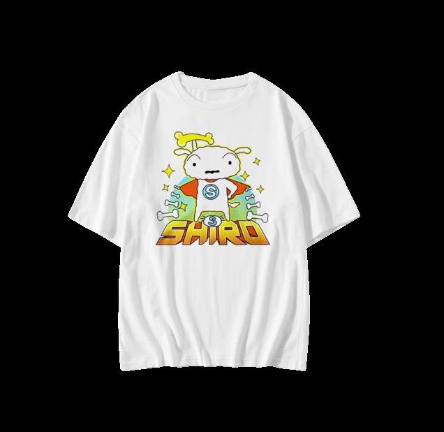

2026 Summer Comic Form Crayon Shinchan Image 100 Cotton Printed Oversize Casual Tshirt Adult Children Parentchild Top y2k S