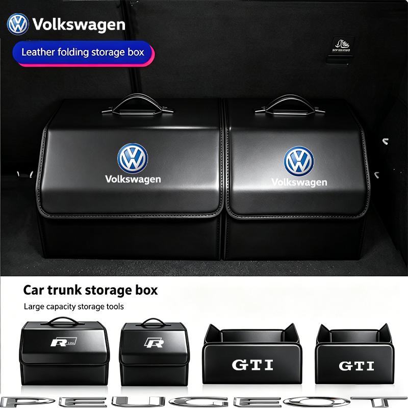 PU Leather Car Trunk Storage Bag Collapsible Camping Box For VW GTI Polo Golf MK6 Passat B6 Jetta Tiguan CC Taigo T-ROC Hub Cap PR1