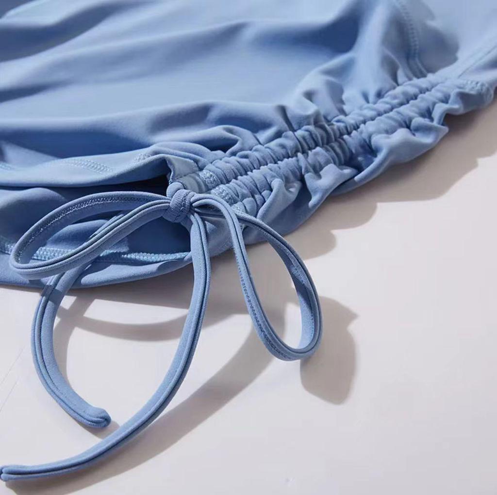 High-Waisted No-Line Yoga Shorts with Drawstring - Nude Feel, Hip Lift, Three-Point Style for Women