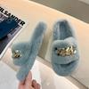 Height heel thick bottom fluffy slippers women wear autumn and winter cotton drag chain Internet celebrity popular plush slippers spring and summer