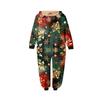 Parent Child Outfit - Christmas Print Family Matching Hooded Long Sleeved Zippered Jumpsuit Set