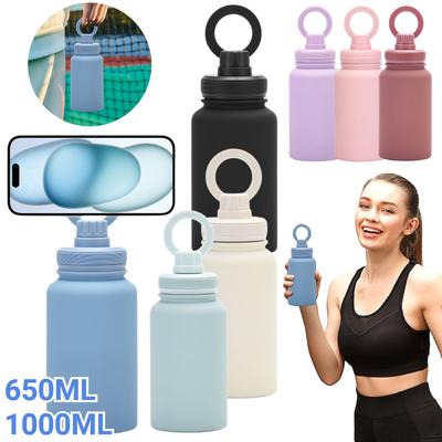 For MagSafe 1000ML Insulated Bottle with Rotating Phone Holder Stainless Steel Water Bottle Cycling Bottle Coffee Mug Thermal Cu