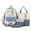 School Bag Campus Backpack Four-piece Contrasting Color New Primary School School Bag Female Large-capacity Junior High School Backpack