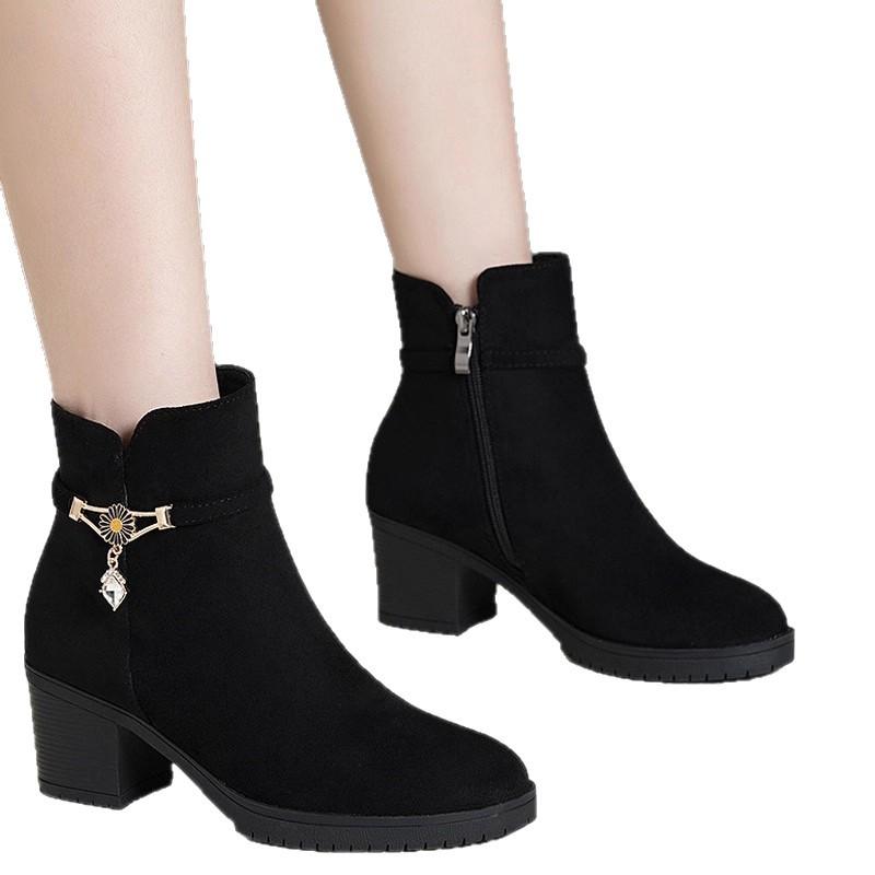 Thick-soled heightening velvet Martin boots women's autumn and winter new retro warm fashion Chelsea thin boots