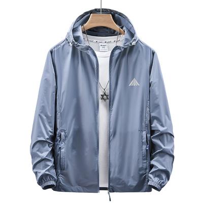 Summer Sun Protection Clothing for Men, Thin Trendy Brand Hooded Jacket, Sports Outdoor Ice Silk Sun Protection Clothing for Men