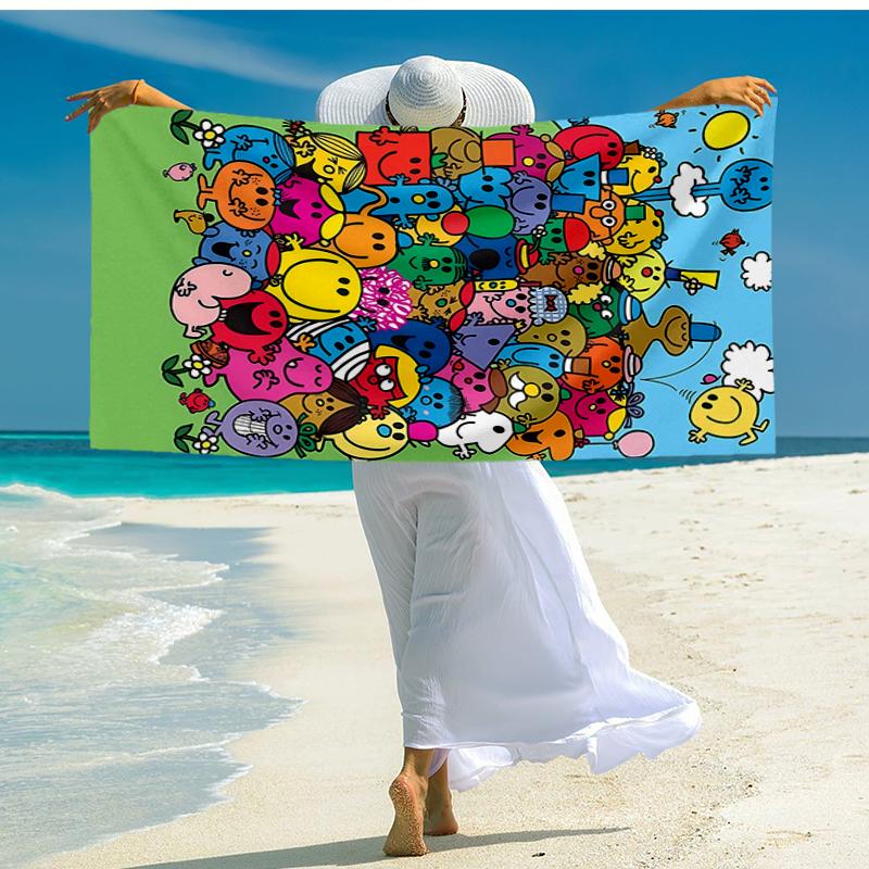 Ultra-Soft Beach Towel with Mr. Men and Little Miss Theme,Ideal for Pool - Camping, Diving - Perfect Travel Essential, Vibrant Beach Towel.