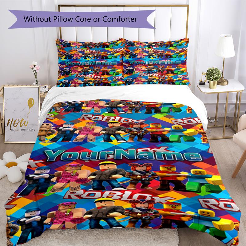 Roblox 130 Customize Your Name Bedding Set Breathable Duvet Cover with Pillowcases Home Decoration Birthday Gift