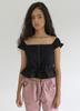 Yansisi Grape Crop Cotton Blouse - Black