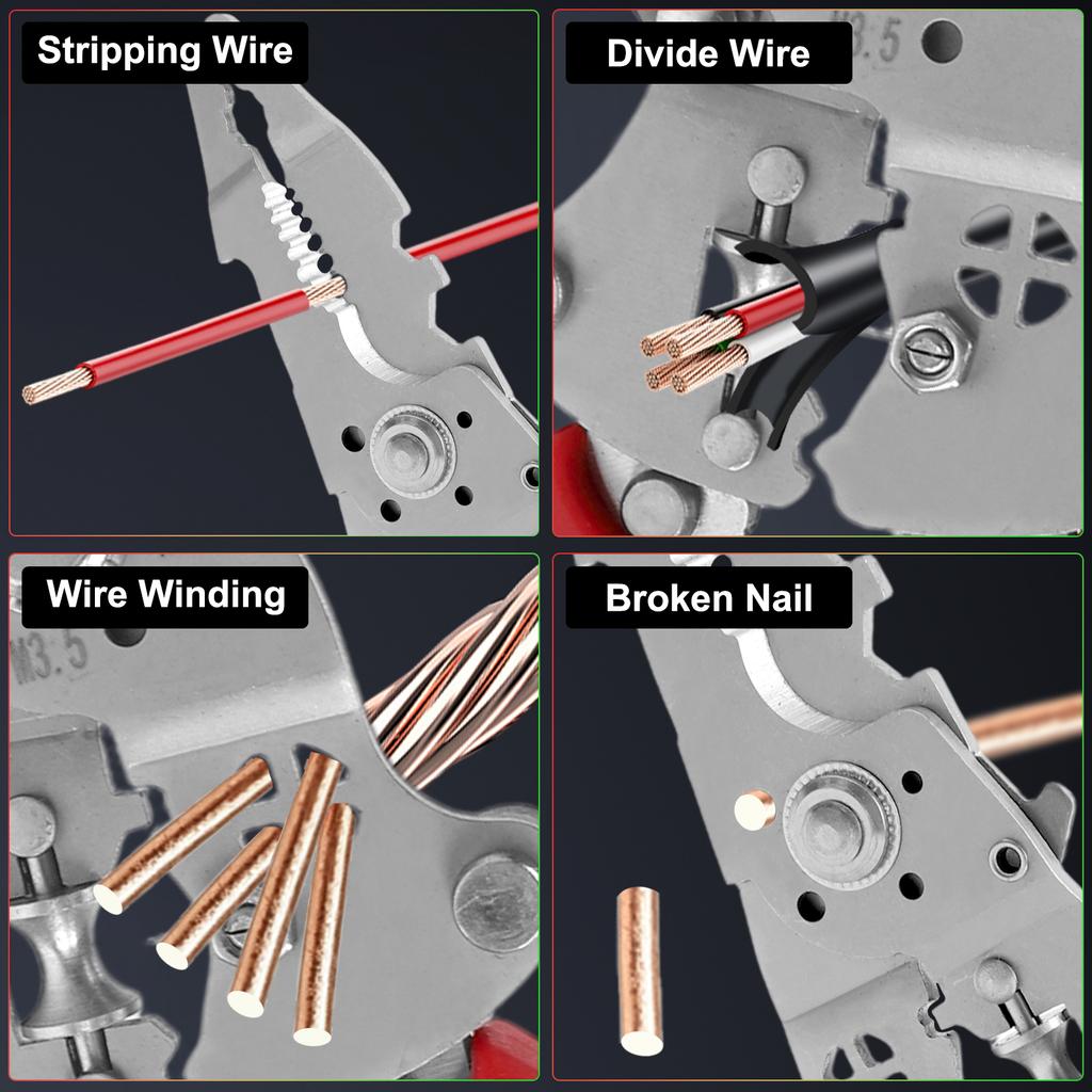 Wire Stripper with Integrated Voltage Tester and Stainless Steel Construction for Electrical Repairs and Wiring
