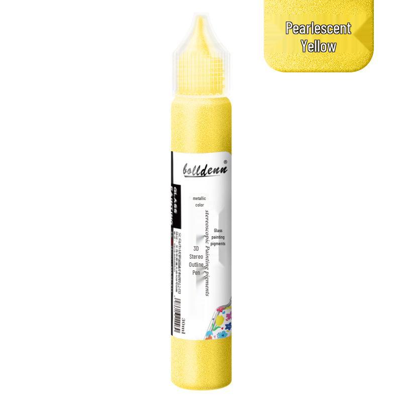30ml Gold 3D Glass Paint Pen - Waterproof, No-Bake Acrylic for DIY.