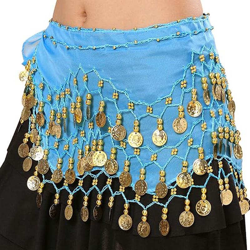 128 Münzen Bauchtanz Hüftkette Schal für Training und Aufführung